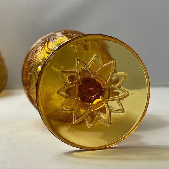 6pc Vintage Tiara Amber Decanter‎ & Wine Glass Set - Picture 14 of 15
